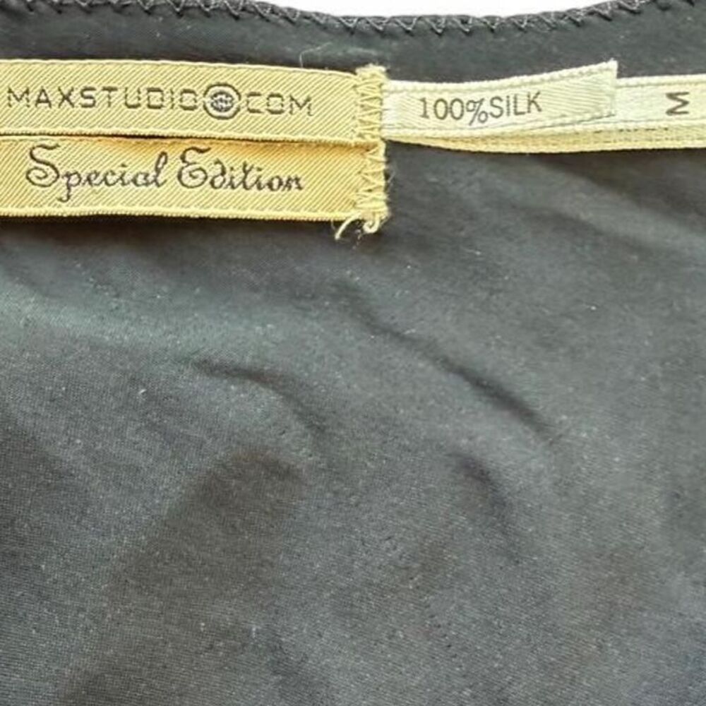 Vintage Y2K Max Studio Special Edition 100% Silk Sequin Black Cami Top M - Picture 5 of 9